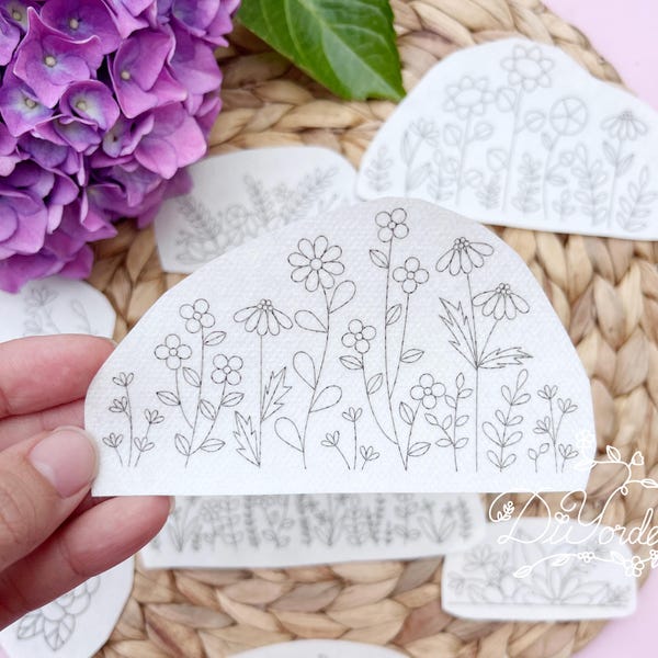 Flower Stick and Stitch Embroidery Patterns: DIY Clothes & Bags (PDF Downloadable Designs)