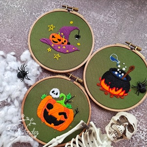 Halloween Pumpkin Embroidery kit -Handmade Embroidery-Plant for Halloween-Wall decoration-Flower Embroidery-Handmade Craft -Needlework Kit