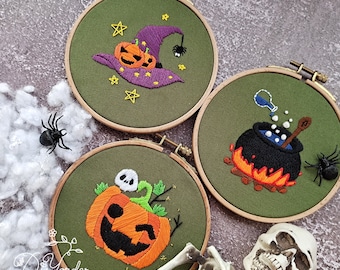 Halloween Pumpkin Embroidery kit -Handmade Embroidery-Plant for Halloween-Wall decoration-Flower Embroidery-Handmade Craft -Needlework Kit