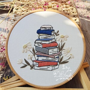 Books Flower Embroidery  Kit- Embroidery Kit-Flower Pattern- book gift- Birthday Gift- Needlework- craft-gift to her