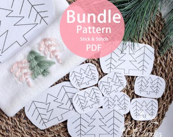Christmas tree Embroidery Pattern: Stick and Stitch Designs (PDF)