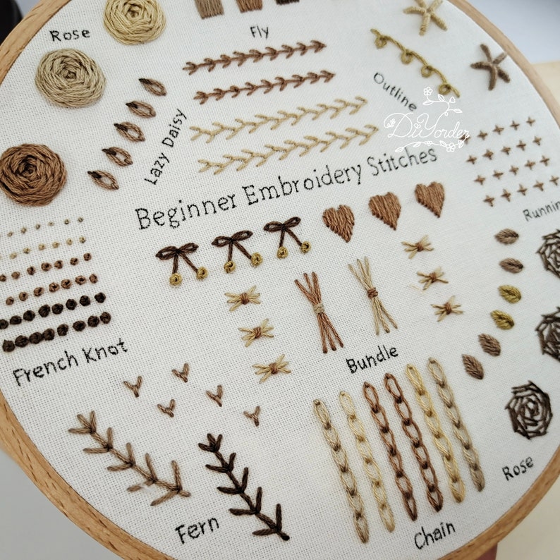 Rainbow Beginner kit-Hand embroidery stitch sampler-Embroidery starter kit-Embroidery beginner kit-Embroidery Pattern-birthday gift-handmade image 7