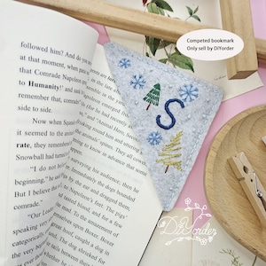 Marcapáginas con letras personalizadas - Marcapáginas de fieltro bordado personalizado - Marcapáginas de esquina - Regalo de cumpleaños - Marcapáginas de esquina - Regalo de Navidad