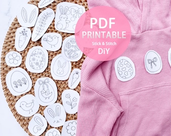 Embroidery Pattern: Eggs, Rabbit Stick & Stitch DIY (PDF)