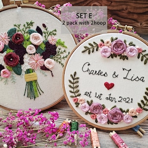 Blumen sticken - Blumen Stickdatei - Stickpackung Blumen -Stickdatei Witzig- Hochzeitsgeschenk- Wanddeko-Handarbeitsset-Hoop Ständer-Geburtstagsgeschenk