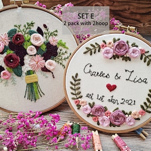 Bouquet Flower Embroidery -Embroidery Kit Flower-Embroidery kit Funny- Wedding gift- Wall Decoration-Needlework Kit-hoop stand-Birthday Gift