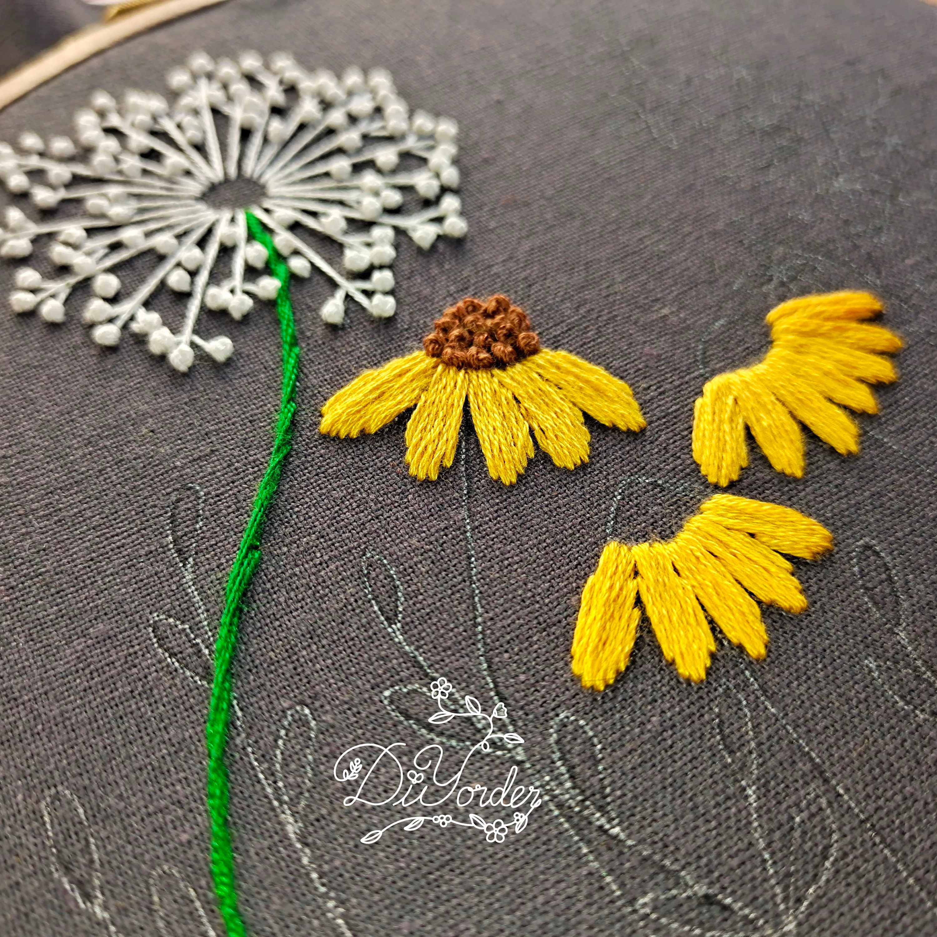 JSRQT Kit da ricamo con nastro 3D per principianti, kit per punto croce con fiore stampato, kit per ricamo ad ago per adulti e bambini, kit fai da te