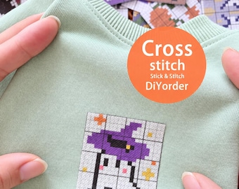 Cross stitch Halloween Stick and Stitch Patches: DIY Clothing , hat , bags