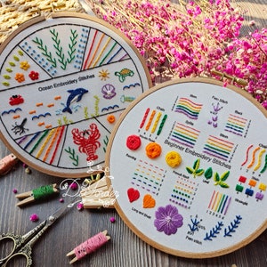 Bee Beginner sampler kit-embroidery stitch sampler-Embroidery starter kit-Embroidery beginner kit-Embroidery Pattern-birthday gift-handmade image 8