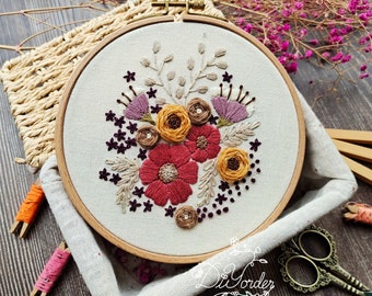 Kit de broderie-broderie faite à la main-cadeau de Noël-broderie de fleurs-broderie-cadeau de fête-enfants artisanat-kit de couture-art du cerceau