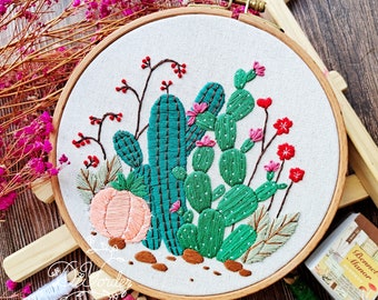 Cactus Embroidery kit- Birthday Gift-Wall decoration