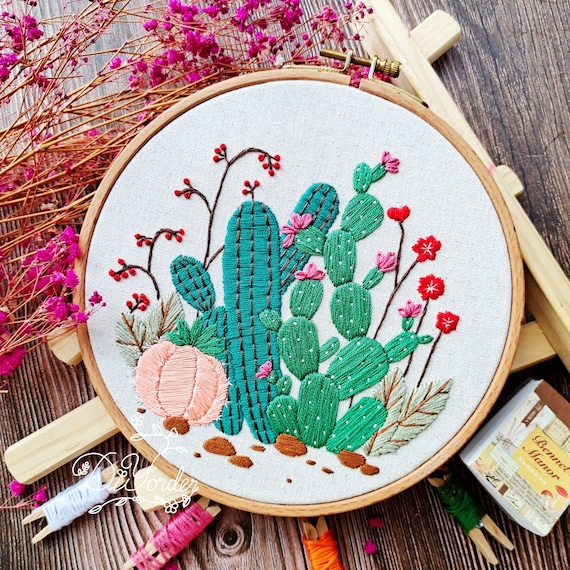 Kaktus Stickpackung - Geburtstagsgeschenk-Wanddekoration - Etsy sterreich