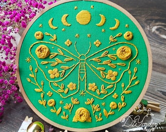 Butterfly Embroidery Kit: Mandala Flower Design, Beginner Craft