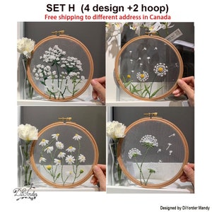 Transparent flower embroider kit-Beginner Embroidery Kit, Flowers Embroidery Kit, Handmade craft, DIY craft ,embroidery design-Birthday Gift