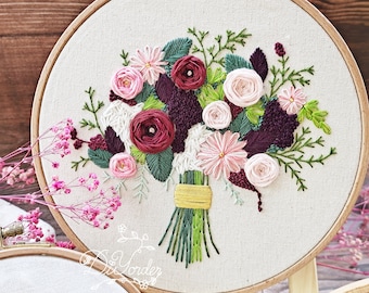 刺繍の花 - 手作り刺繍 - お母さんへの誕生日プレゼント - 花の刺繍