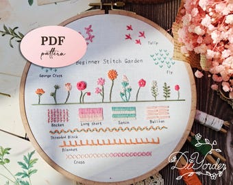 Beginner Embroidery Pattern: Basic Stitches Tutorial (PDF Download)
