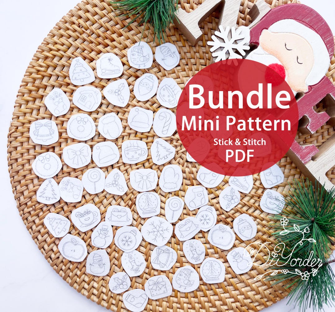 Mini Christmas Ornament Embroidery Pattern: Stick and Stitch Designs ...