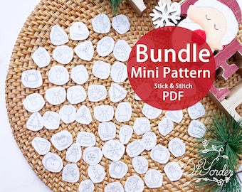 Mini Christmas Ornament Embroidery Pattern: Stick and Stitch Designs (PDF)
