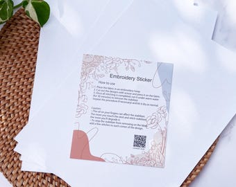 Stick and Stitch Paper, Embroidery Transfer Patches, Water-Soluble Fabric Stabilizer Sheets