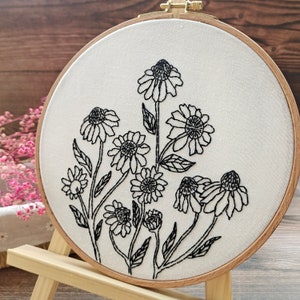 Floral Embroidery DIY Craft Kit: Pre-Printed Fabric, Needlework Hoop Art