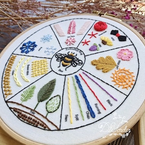 Bee Beginner sampler kit-embroidery stitch sampler-Embroidery starter kit-Embroidery beginner kit-Embroidery Pattern-birthday gift-handmade image 1
