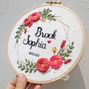 カスタマイズされたウェディング刺繍キット - カスタマイズされた記念日の刺繍 - 母の日ギフト - 花の刺繍 - 工芸品 - 針仕事キット - フープアート