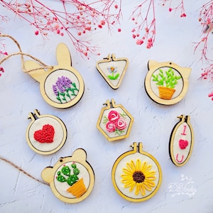 Mini Wooden Embroidery Hoop Kit-Mini Embroidery Frame -Cute Stitching Jewelry Hoop-Mini Oval Hoop-Mini wooden Round