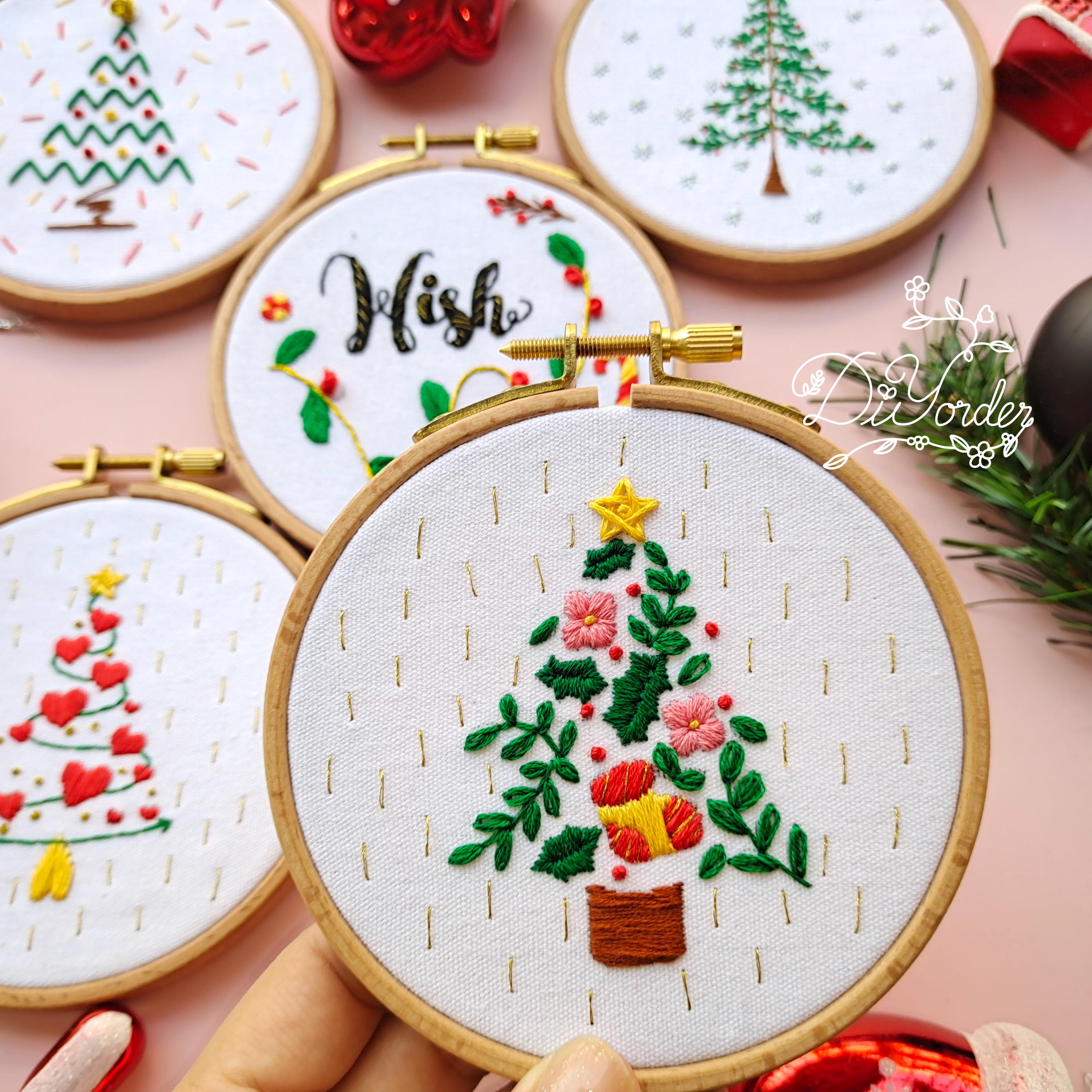 Christmas Tree Embroidery Pattern: Beginner Stitches Tutorial (PDF ...