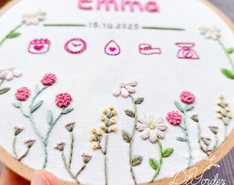 赤ちゃんの名前を刺繍するキット：花柄DIYクラフト - Etsy 日本