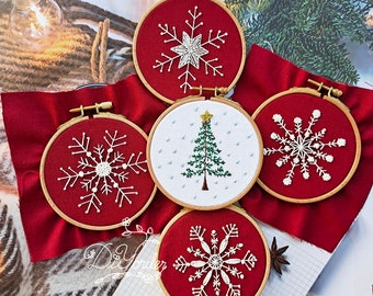 Snowflake Christmas Ornament Kit, embroidery kits, Christmas ornament set, DIY Christmas gift ,Christmas keepsake, Christmas Ornaments