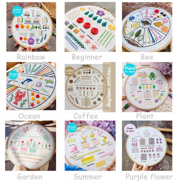 Rainbow Beginner Kit-hand Embroidery Stitch Sampler