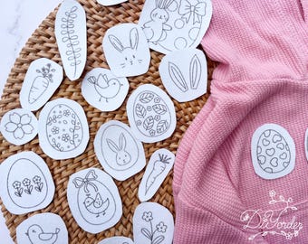 Egg & Rabbit Stick and Stitch Embroidery Patterns: DIY Clothes, Bags (24 PCS)