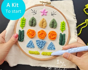 Kit Ricamo Punch Needle Per Principianti - Con Motivo Fiori E Piante - Foto 12