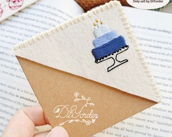 Marcador de cumpleaños-Carta personalizada Marcador Kit de bordado- Marcadores de fieltro de bordado personalizados- DIY Letters Corner Bookmark-regalo