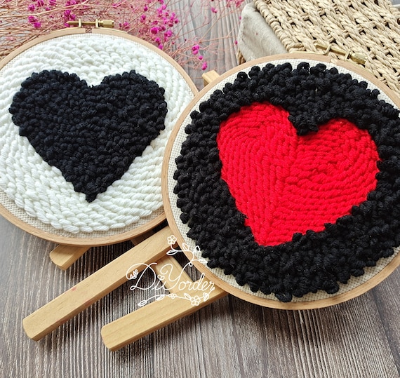 Red Heart Punch Needle Kit Punch Needle Kit Birthday Etsy