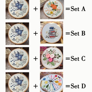 Embroidery-DIY Beginner Embroidery Kit Modern Floral Flower Pattern-Embroidery Flower Christmas Gift Kids Craft Needlework-Giftideas image 9
