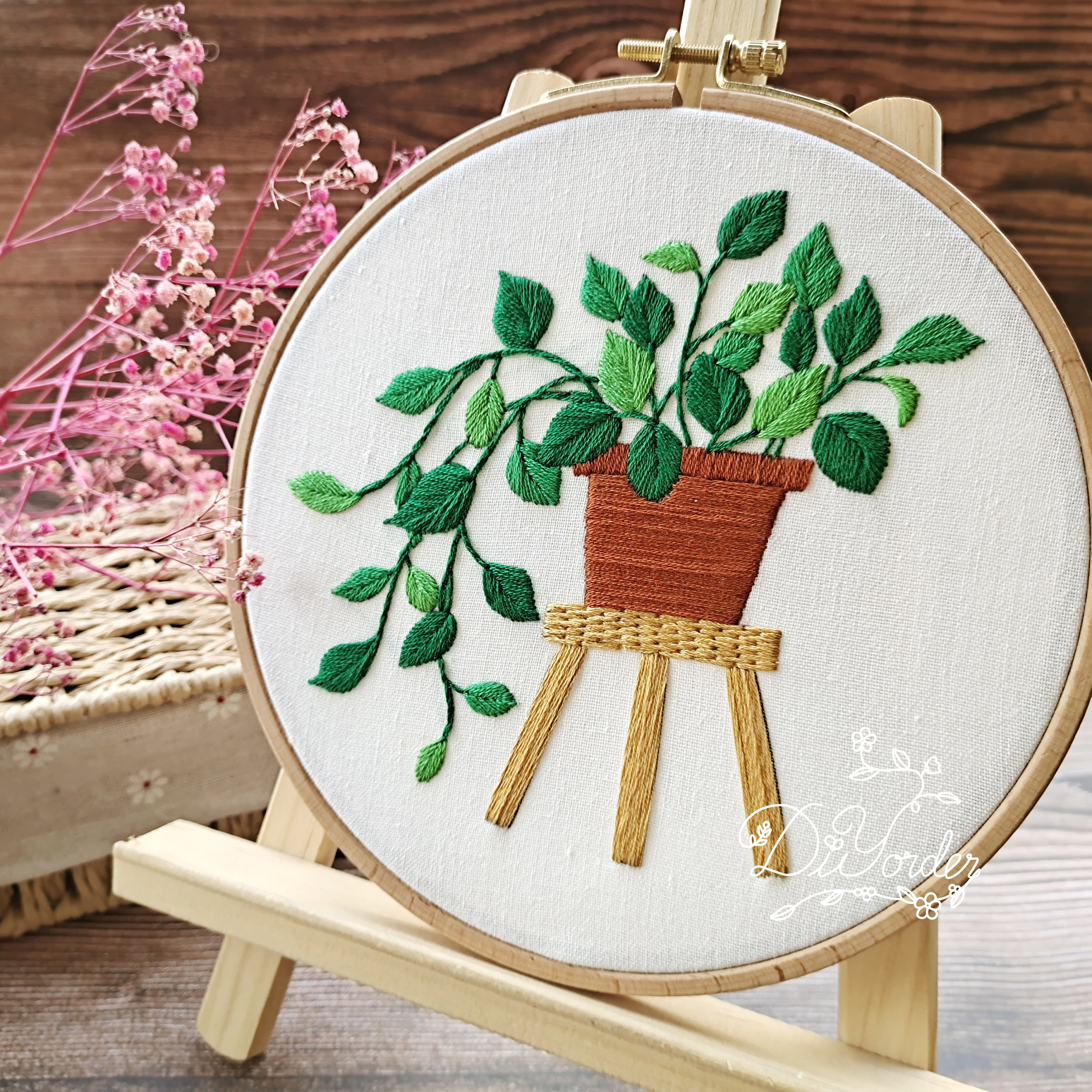 Kit de bordado para principiantes Moderno kit completo de bordado de flores  y plantas DIY 3 Dimensional Floral Embroidery Hoop Wall Art Kit -   España