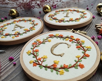letter Embroidery kit- Letter Embroidery Design Flowers-Floral Alphabet embroidery Tutorial-Birthday Gift-hoopart-mother's day gift-wedding