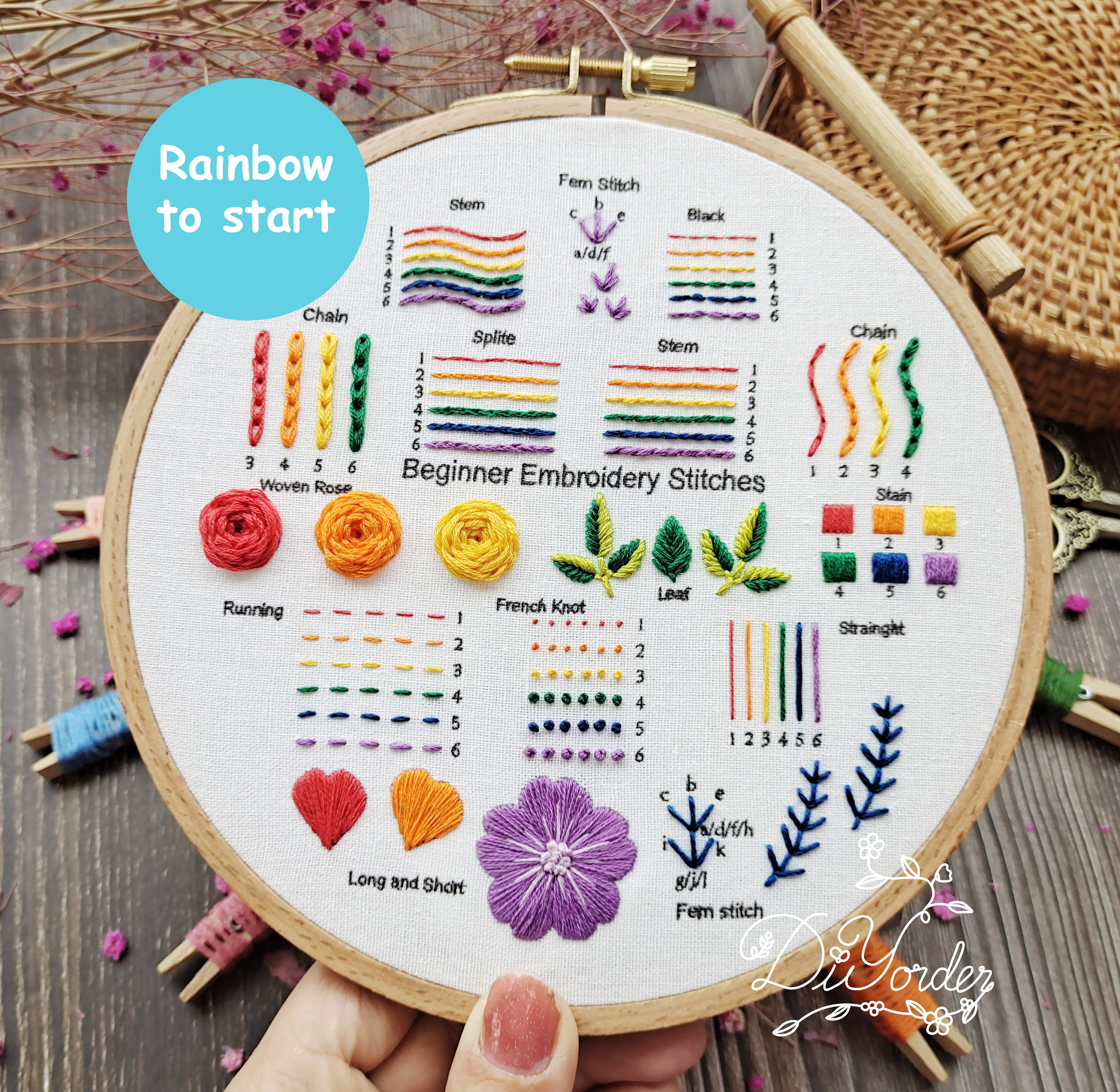 Hello Rainbow Embroidery Kit Embroidery Kit Beginner -  Portugal