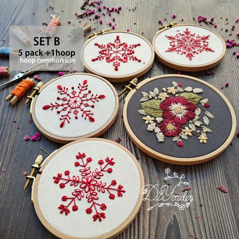 Red Flower embroidery kit-Handmade Embroidery-gift for her-Flower Embroidery Design-Needlepoint-DIY Craft Kit-Birthday Gift-Christmas Gift image 1