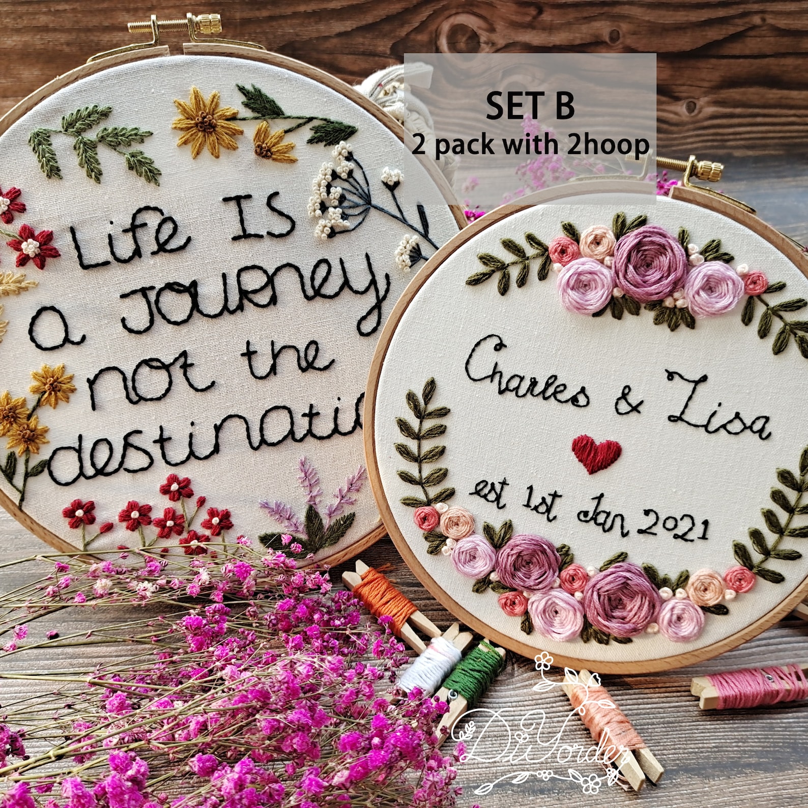 Wedding Embroidery Kitcustomized Anniversary Embroidery Etsy