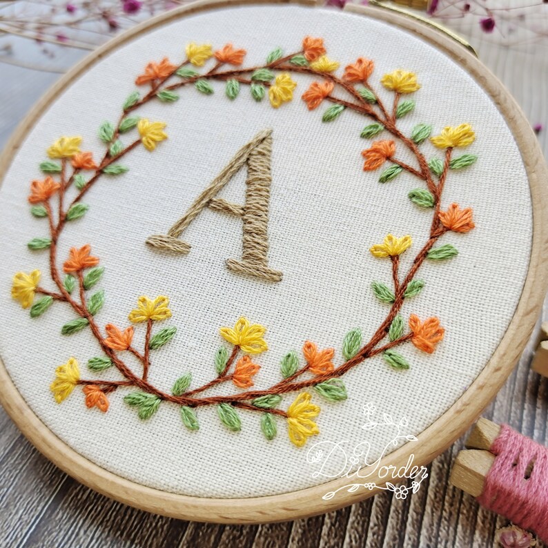 Letter A Embroidery Kit Letter Embroidery Design Etsy
