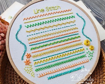 刺繍ステッチサンプラー初心者キット：線画パターン - Etsy 日本