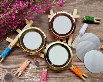 Embroidery Pocket mirror kit, Blank mirror for stitch, Hand embroidery Pocket mirror, Diy gift kit,Birthday gift