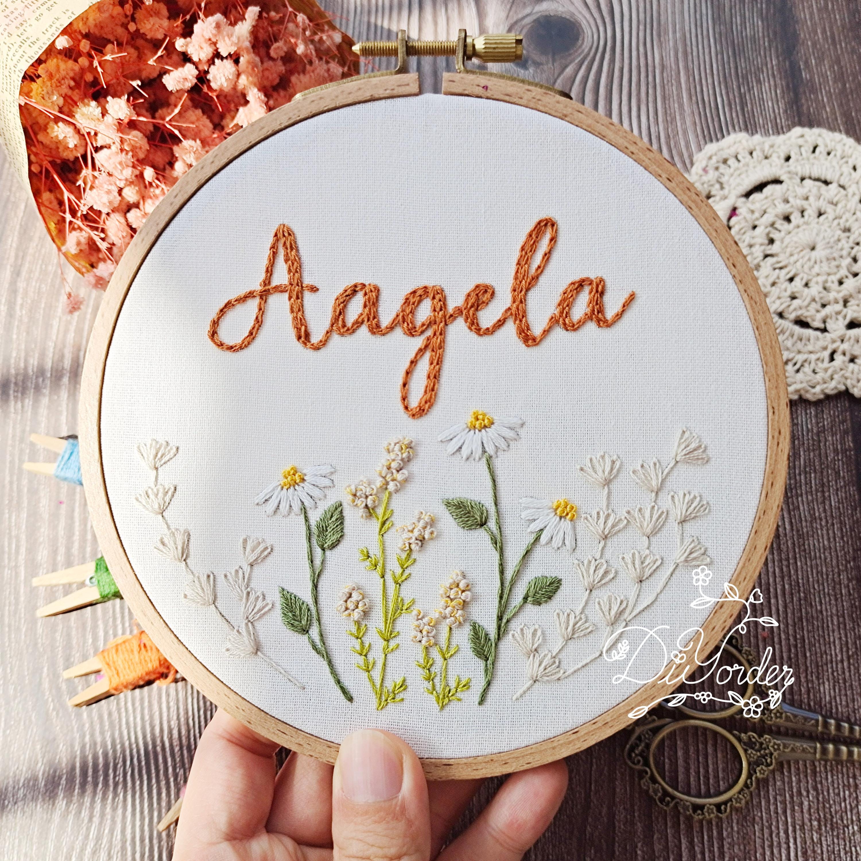 Personalized Name Pattern Personalized Name Flower Embroidery Pattern: DIY Gift for Kids (PDF ...