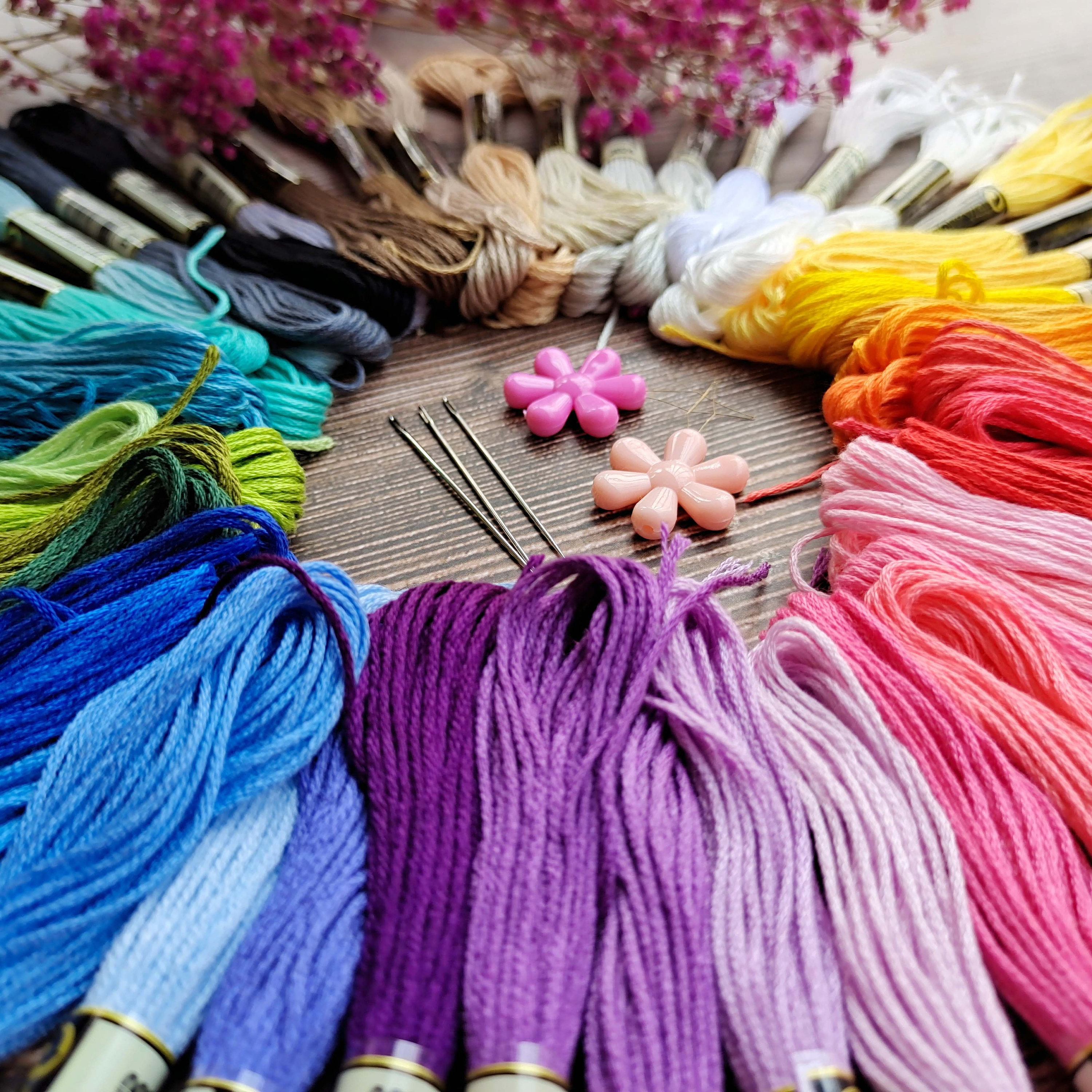 50 Pcs Colorful Floss Embroidery Thread Skeins 8.7y Etsy