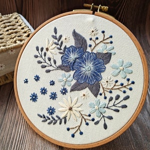 Embroidery kit-Handmade Embroidery Christmas gift Flower Embroidery-Embroidery Party gift Kids Crafts-Needlework Kit hoop art image 4