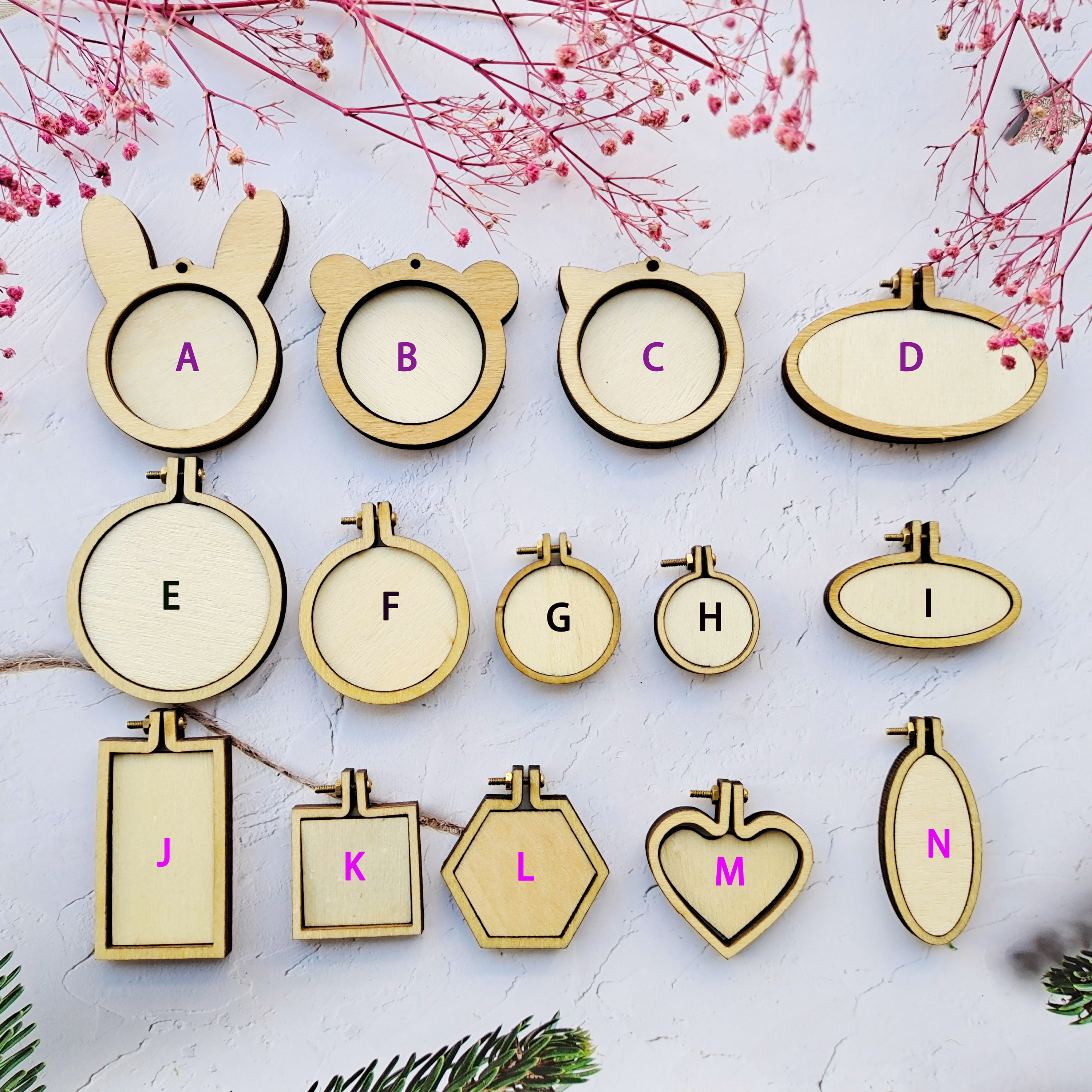 Glarks 20-teiliges Mini Stickerei Set - Holzrahmen In 5 Formen Mit Zubehör