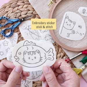 Katze Stick und Stitch, Blumenstickerei, PDF, DIY Kleidungstickerei, DIY Taschensticker, Stoffsticker, Geschenk