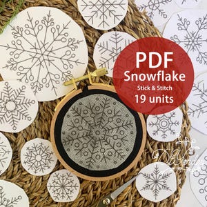 Snowflake Christmas Embroidery Pattern: Stick and Stitch Designs (PDF)